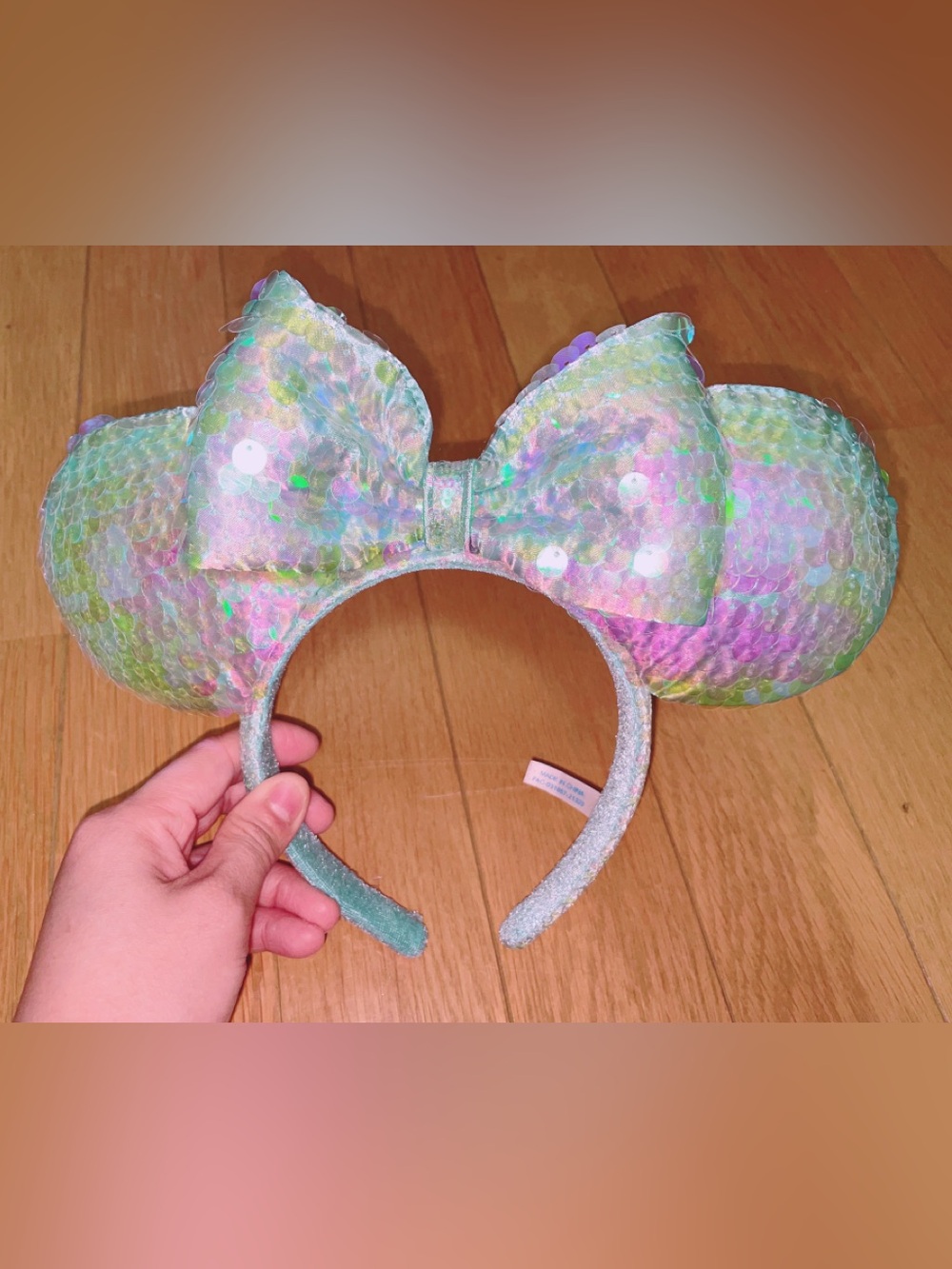 Tokyo Disneyland Sparkling Iridescent Sequin Bow Headband